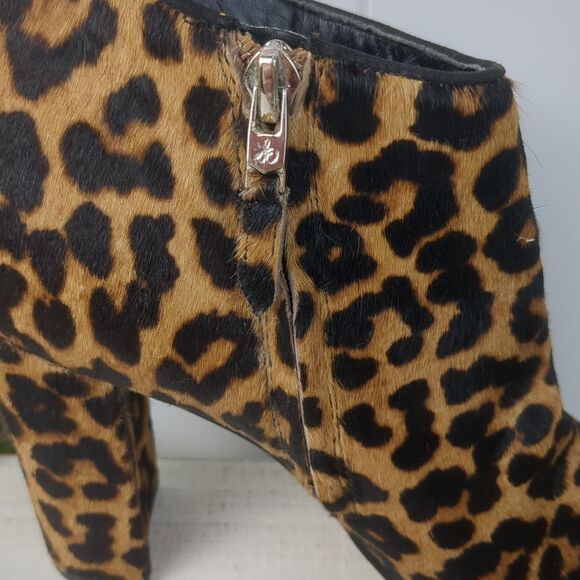 Sam Edelman Cambell Cheetah Leopard Print Calf Fur Ankle Boots US 8.5M EUC - Picture 6 of 13